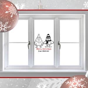 merry christmas penguin and santa shop window sticker