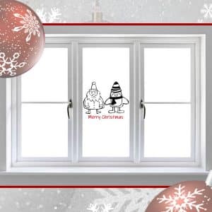merry christmas penguin and santa window sticker