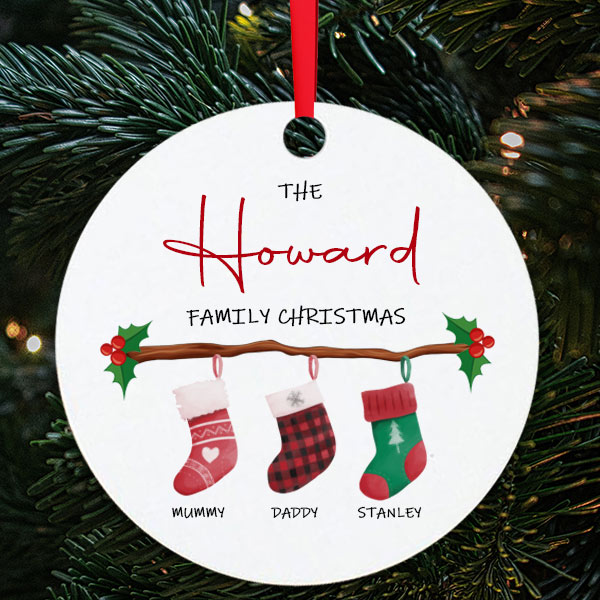 personalised family stocking bauble