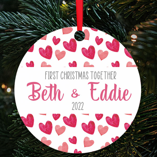 first christmas together love heart bauble