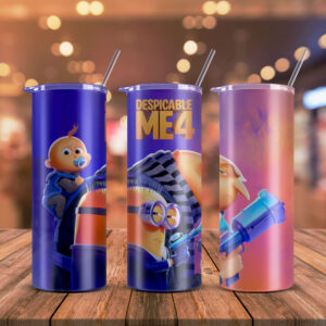 despicable me inspired skinny 20oz tumbler with straw